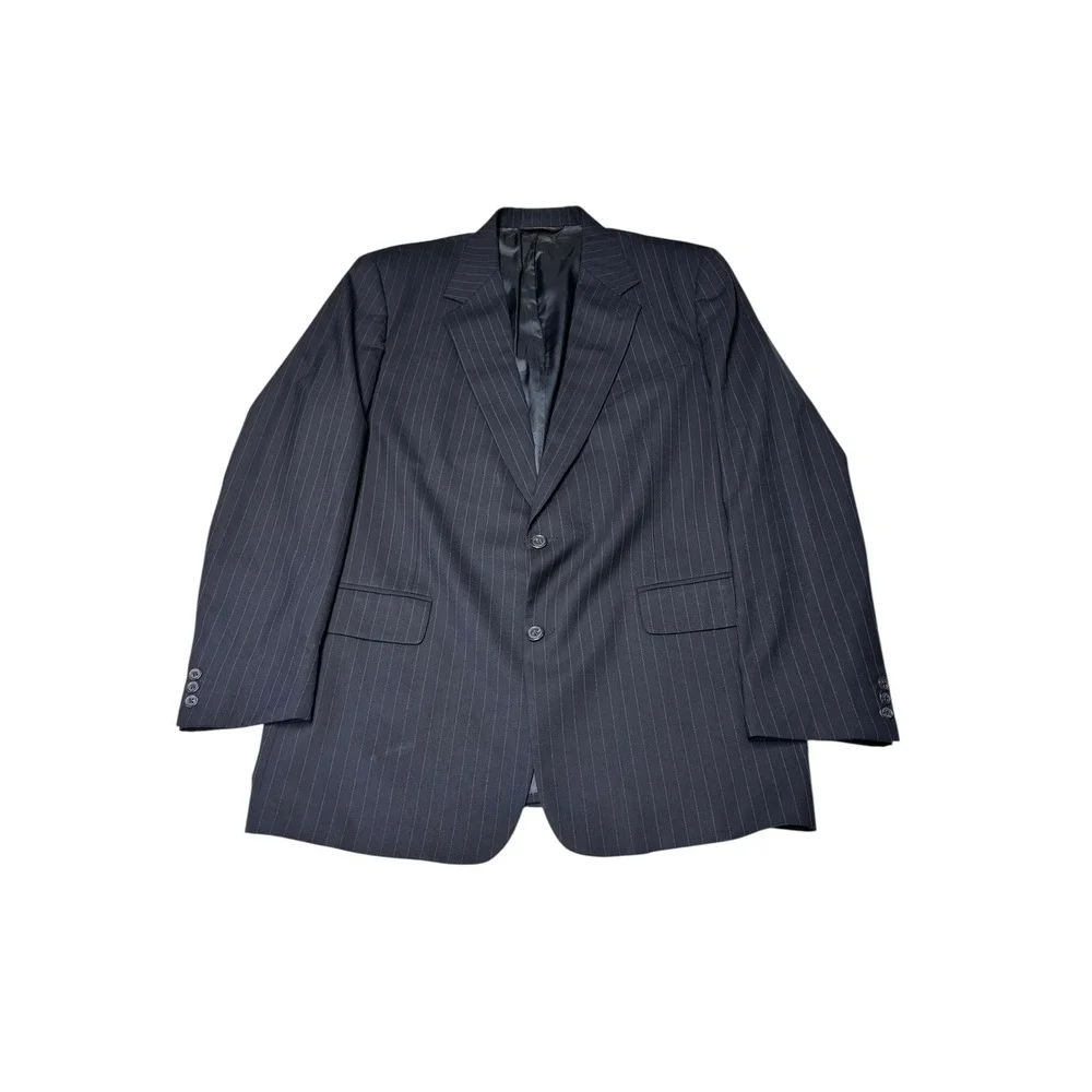 Brooks Brothers Mens 46 LG Navy Blue Pinstripe 100% Pure Wool Blazer Suit USA